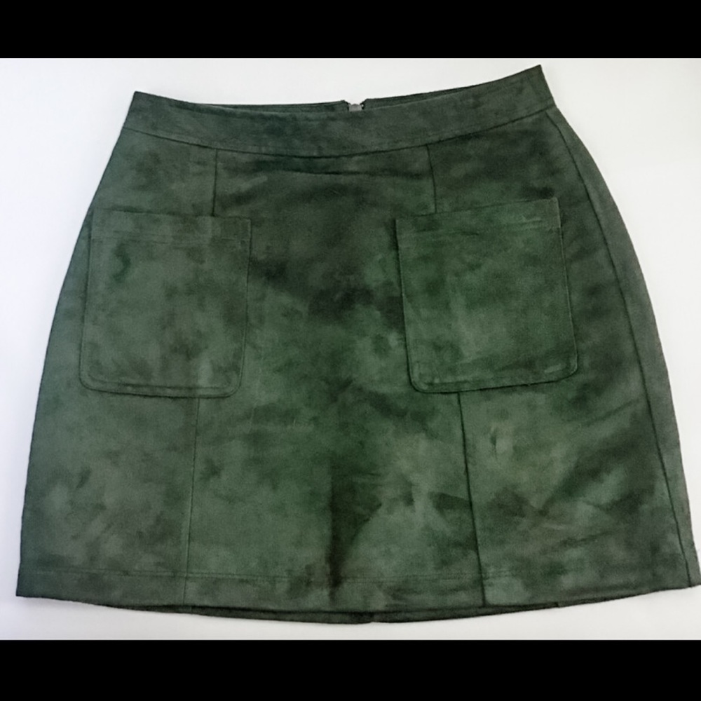 Old Navy Suede Dark Green Mini Skirt with Pockets